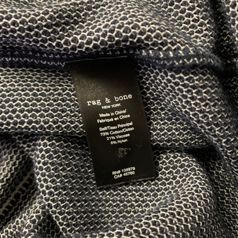 RAG & BONE Size S Navy White Zig Zag Cotton Viscose Angora Knit Polo