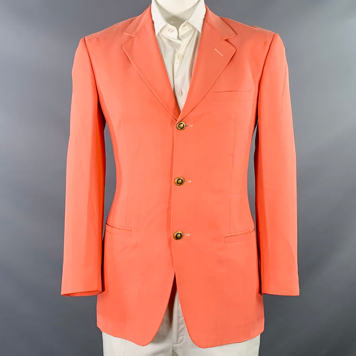 VERSACE Size L Pink Salmon Silk Notch Lapel Sport Coat