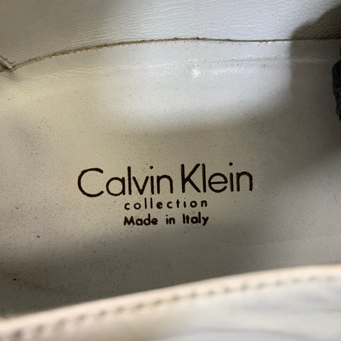 CALVIN KLEIN Size 10.5 White Leather Hook and Loop Closure Lace Up Shoes