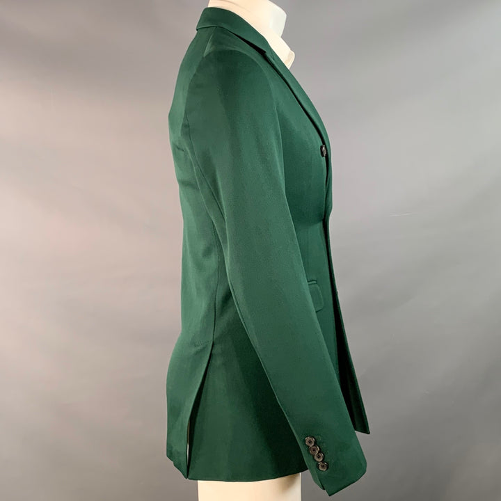 CALVIN KLEIN 205W39NYC Size 36 Green Wool Twill Double Breasted Peak Lapel Sport Coat