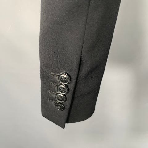 DRIES VAN NOTEN Size 38 Black Wool Peak Lapel Sport Coat