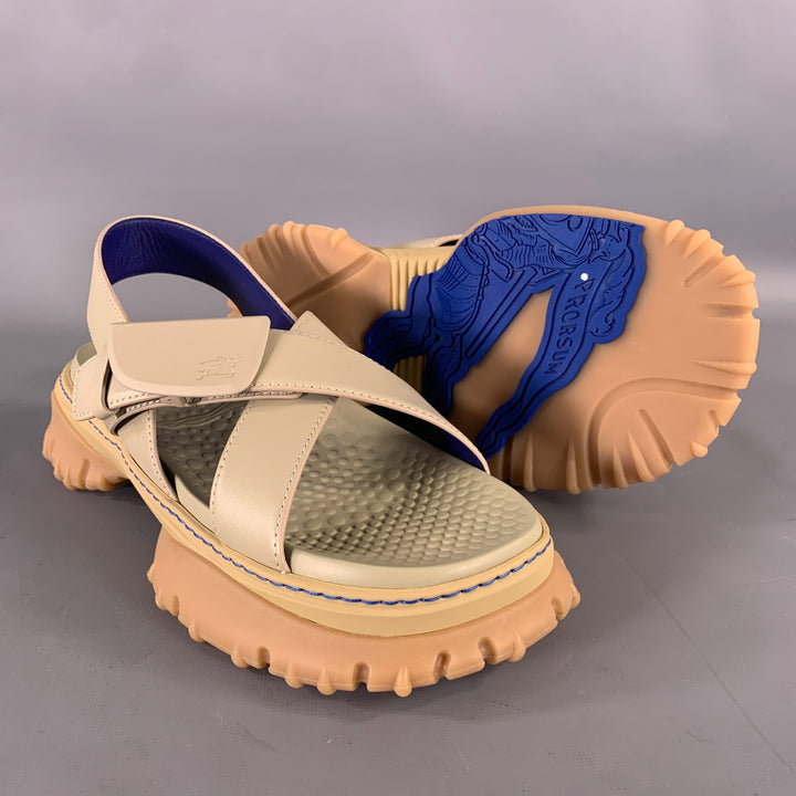 BURBERRY Size 10 Tan Leather Sandals