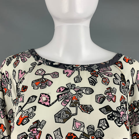 DOROTHEE SCHUMACHER Size XL White Multi-Color Viscose Silk Print Long Dress