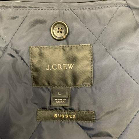 J CREW Chest Size L Navy Quilted Polyester Notch Lapel Sport Coat