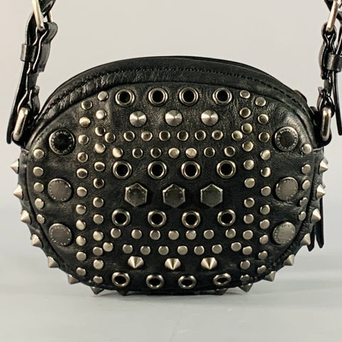 MARC by MARC JACOBS Black Gunmetal Studded Leather Shoulder Bag