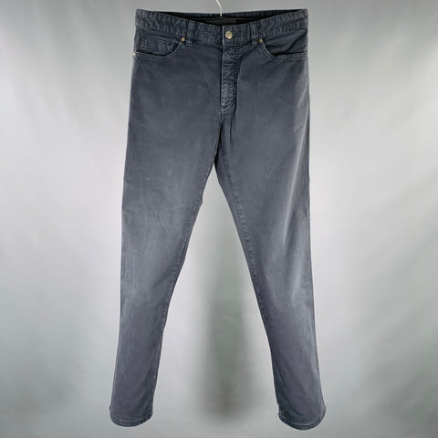Jean droit gris anthracite en mélange de coton ERMENEGILDO ZEGNA Taille 33
