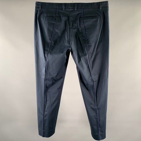 ETRO Size 38 Navy Cotton Blend Pintuck Casual Pants