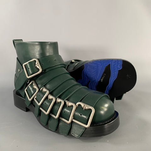 BURBERRY Size 8 Green Leather Pull On Boots