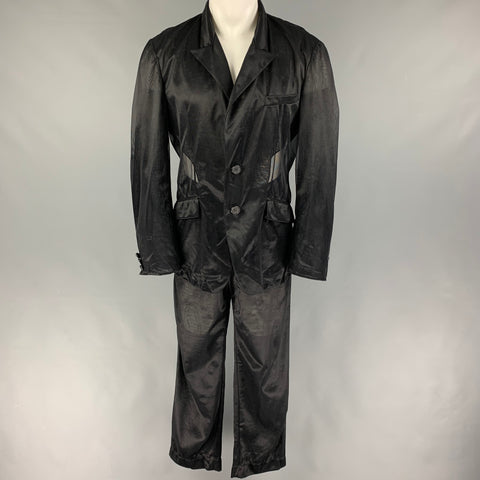 DOLCE & GABBANA Size 42 Black See Through Polyamide Peak Lapel Suit