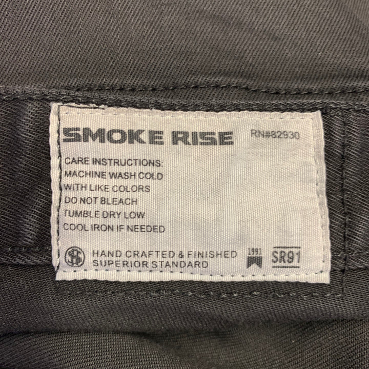 SMOKE RISE Size 40 Black Distressed Cotton Blend Jeans