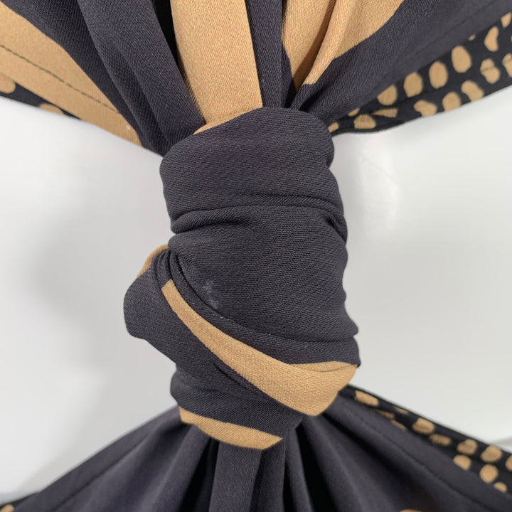 PROENZA SCHOULER Size 4 Black Tan Viscose Blend Polka Dot High Collar Dress