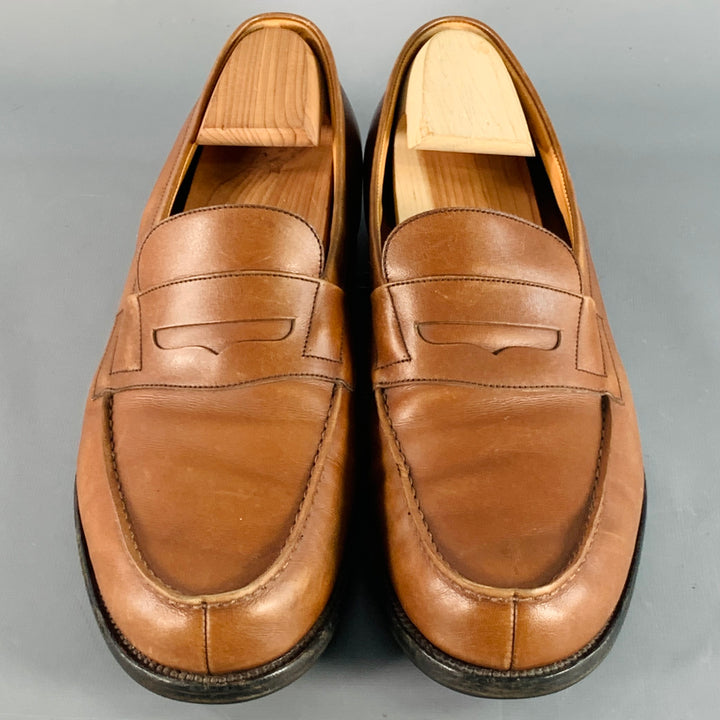 J.M. WESTON Size 10.5 Brown Leather Split Toe Penny Loafers