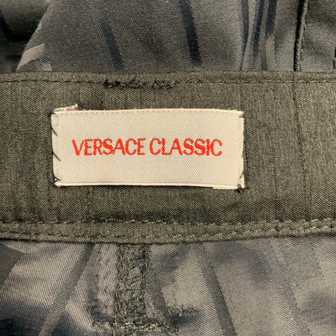 VERSACE CLASSIC Size 38 Black Jacquard Cotton Blend Jean Cut Casual Pants