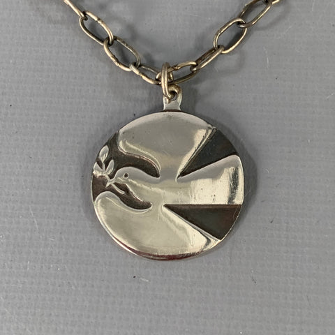 VINTAGE Collier Pendentif Colombe en Argent Sterling