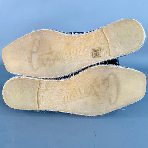 CASTANER Size 11 Navy Black Stripe Canvas Espadrille Slip On Sneakers