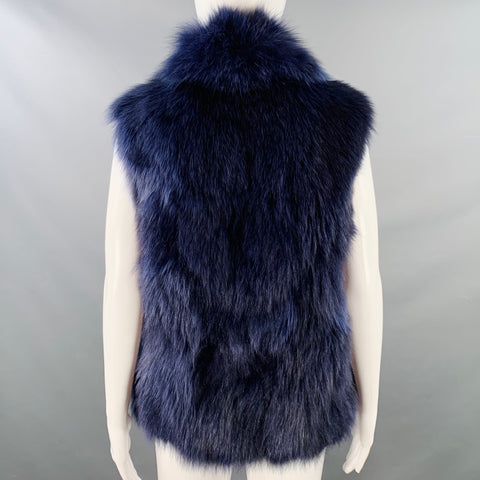 SAM Size M Navy Fox Fur Zip Up Vest