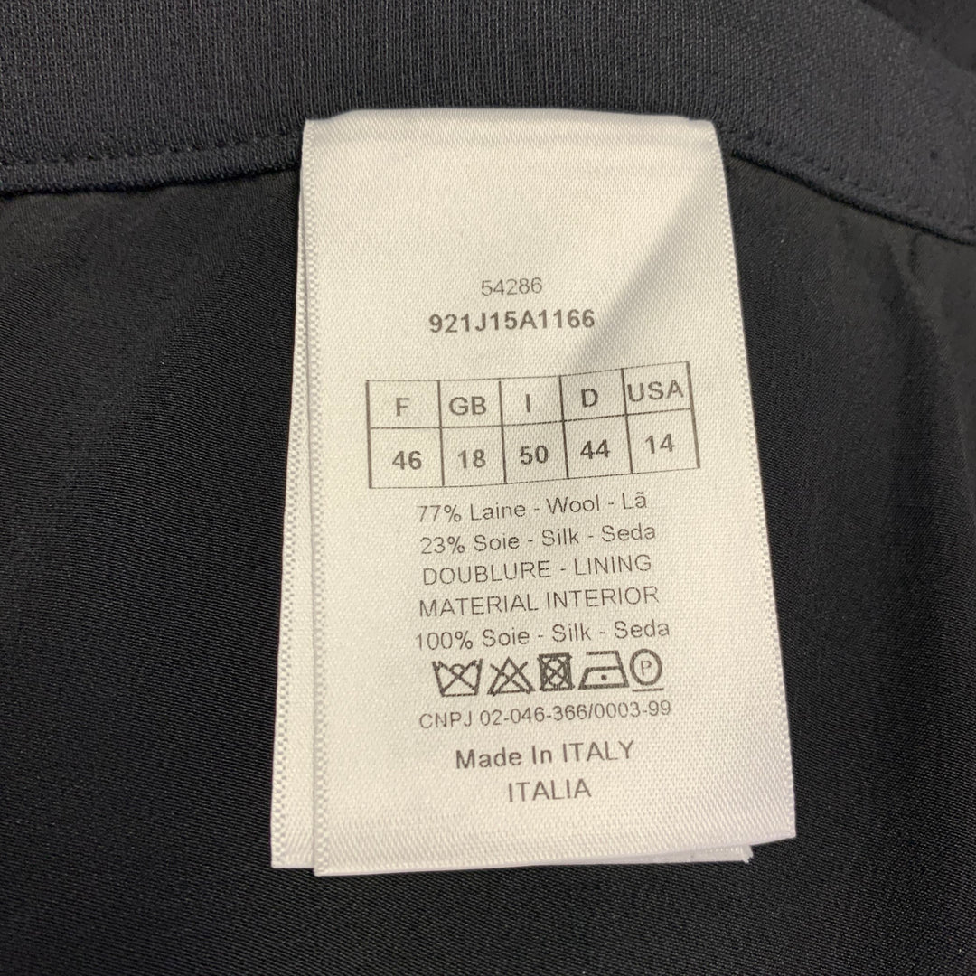 CHRISTIAN DIOR Size XL Black Wool Silk Peak Lapel Midi Skirt Suit