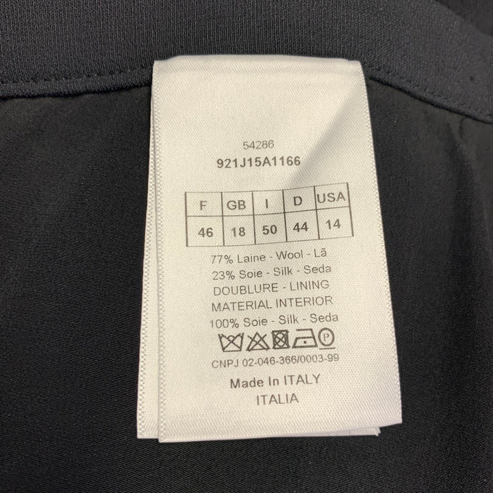 CHRISTIAN DIOR Size XL Black Wool Silk Peak Lapel Midi Skirt Suit