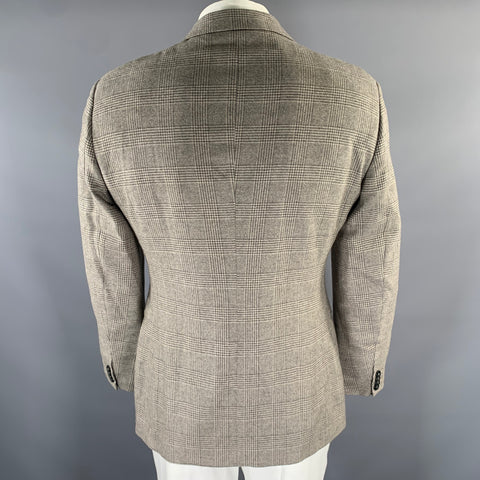 GIORGIO ARMANI Size 44 Grey Beige Glen Check Cashmere Silk Sport Coat