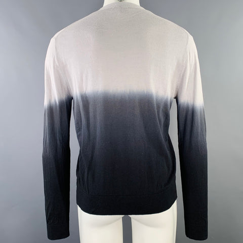 SAKS FIFTH AVENUE Size M Grey Charcoal Ombre Cotton V-Neck Cardigan
