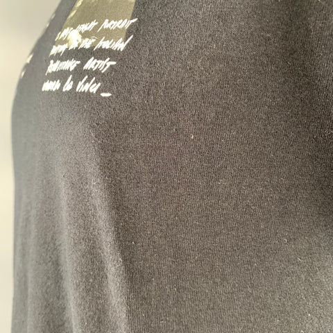 OFF-WHITE Size L Black White Mona Lisa Print Cotton Crew Neck T-shirt