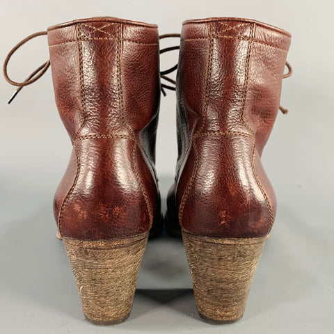 N.D.C. Size 10 Brown Leather Lace-Up Boots