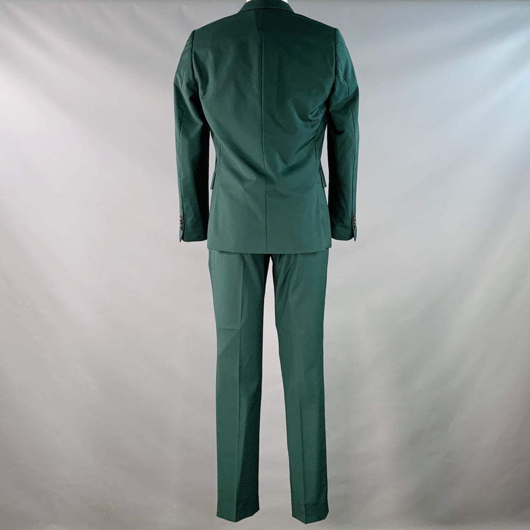 PAUL SMITH Size 38 Regular Green Wool Mohair Notch Lapel Suit