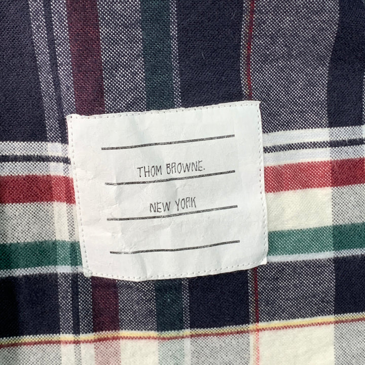 THOM BROWNE Size XS Multi Color Plaid Cotton One Pocket Long Sleeve Shirt