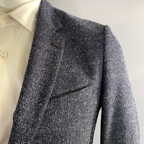 PAUL SMITH Chest Size 40 Blue Heather Wool Blend Notch Lapel Sport Coat