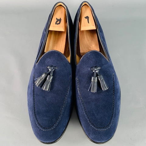 GRAVATI Size 11 Navy Suede Leather Tassels Loafers