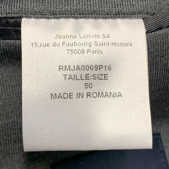 LANVIN Size M Grey Silk Cotton Blend Snaps Notch Lapel Jacket