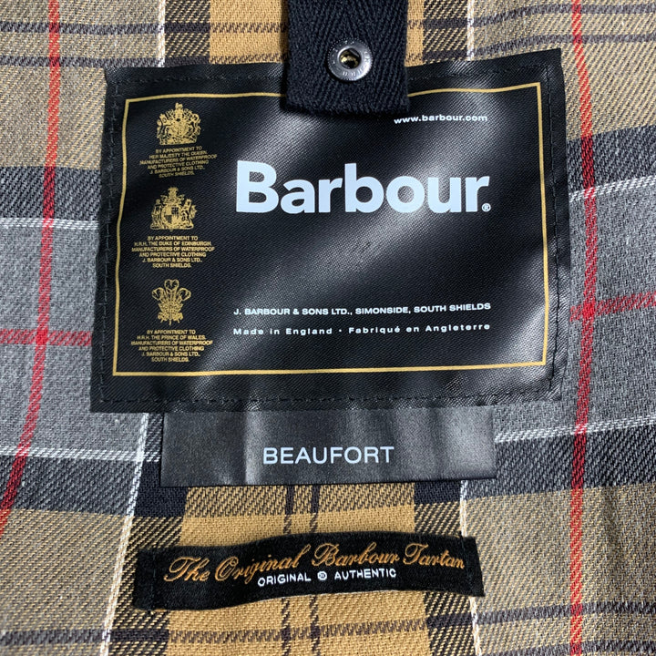 BARBOUR Size 38 Navy Waxed Canvas Zip Up Jacket