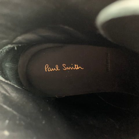 PAUL SMITH Talla 9 Botas con punta de ala de cuero perforado negro