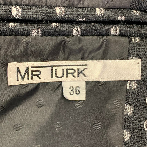 MR TURK Size 36 Regular Black White Perforated Polyester Notch Lapel Suit