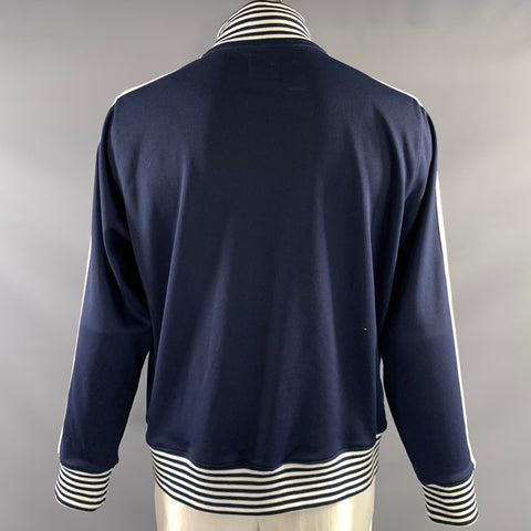 CHAMPION PROCESSED SPORTSWEAR Size XXL Navy White Stripe Polyester Zip Up Jacket
