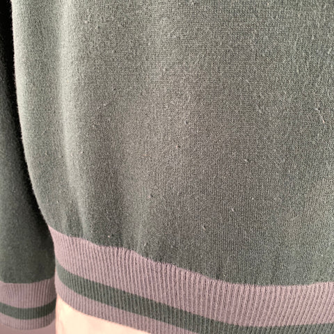 NECESSITY SENSE Size L Green Grey Plaid Acrylic Blend Double Layer Sweater