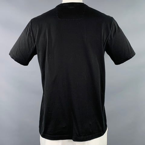 T-shirt Z ZEGNA taille XL noir à motif géométrique en coton et col ras du cou