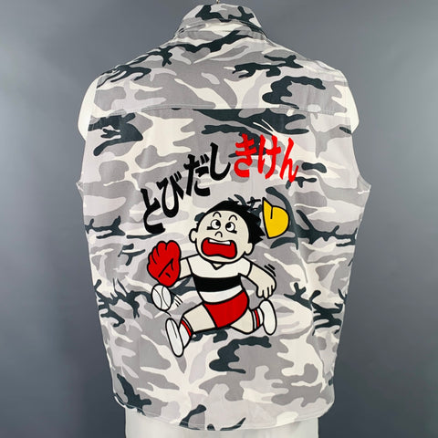 FUCKINGAWESOME Size XL Grey Black White Camo Cotton Cargo Vest