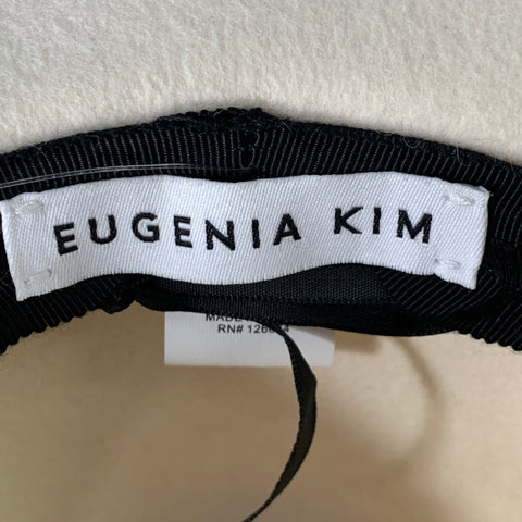 EUGENIA KIM One Size White Wool Felt Wide Brim Chain Trim Fedora Hat