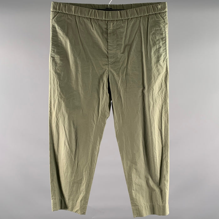 JIL SANDER Size 34 Green Olive Cotton Elastic Waistband Pants