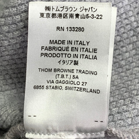 THOM BROWNE Size XL Grey Cream Cashmere Wool Waffle Hoodie Casual Top