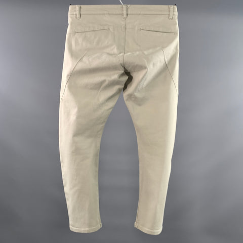 ATTACHMENT Size 32 Cream Grey Solid Cotton Blend Button Fly Casual Pants