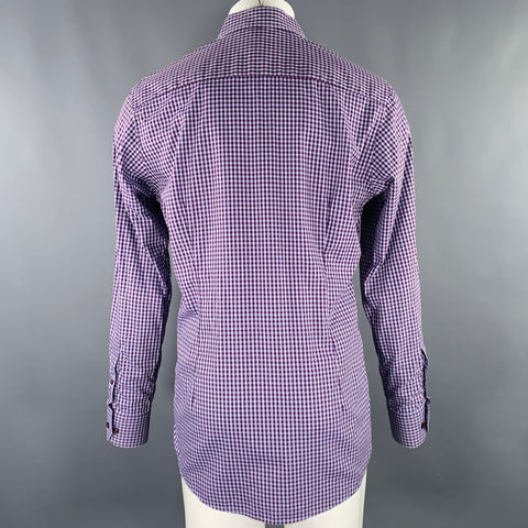ETON Size M Purple Blue Gingham Cotton Long Sleeve Shirt