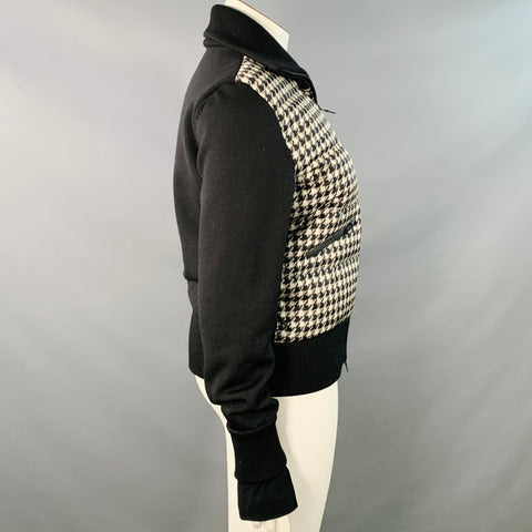 HERNO Size 10 Black White Wool Blend Houndstooth Padded Jacket
