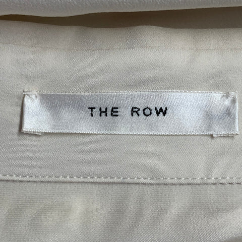 THE ROW Size L Cream Silk Crepe Spread Collar Shirt