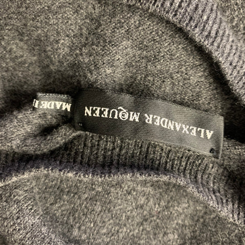 ALEXANDER MCQUEEN AW2017 Size L Grey Distressed Wool & Cashmere Crew Neck Sweater