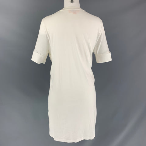 GIAMBATTISTA VALLI Size M White Cotton Lace Short Sleeve T-shirt Dress