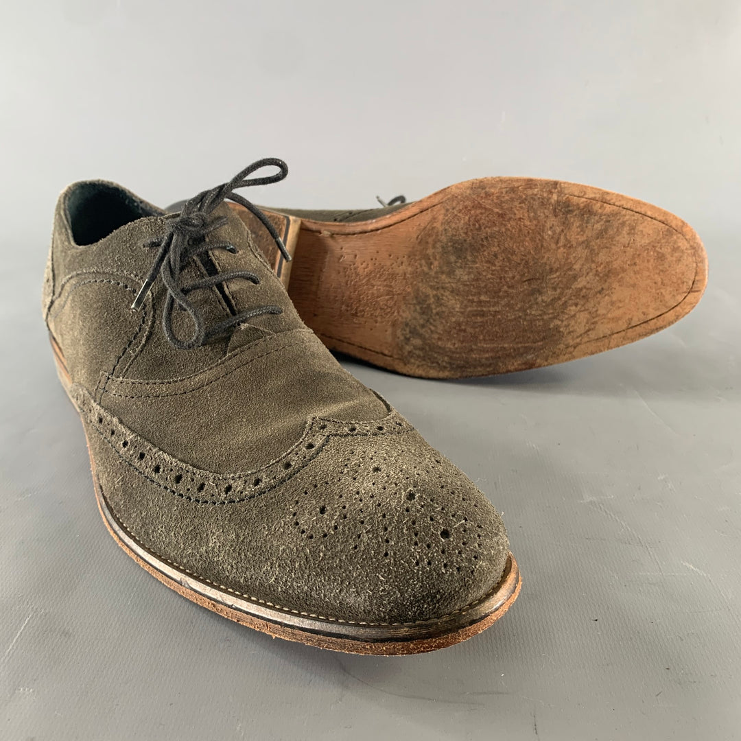 JOHN VARVATOS Size 9 Gray Suede Dress Lace Up Shoes