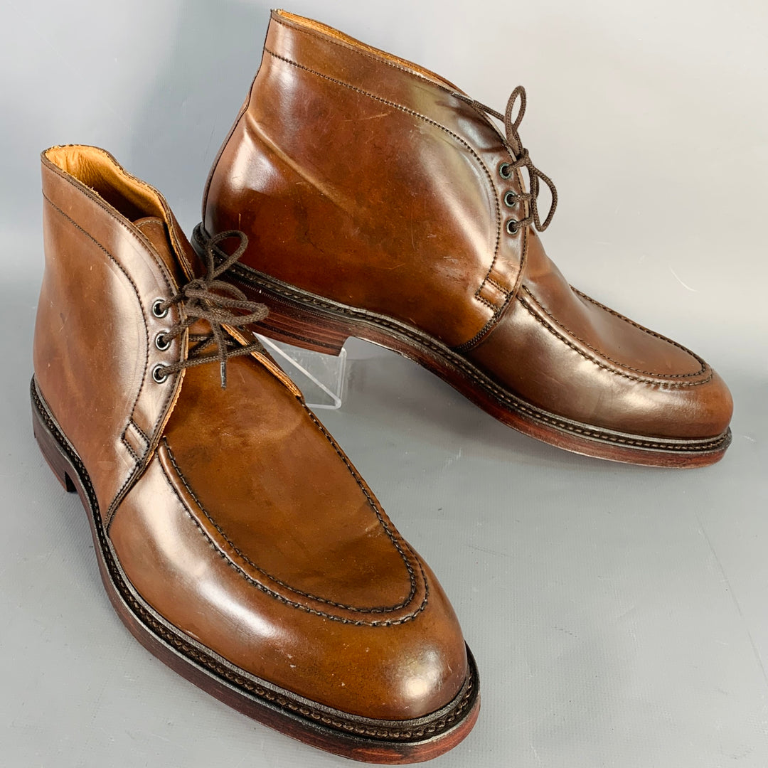 RALPH LAUREN Size 10.5 Gifford Brown Cordovan Leather Lace-Up Ankle Boots