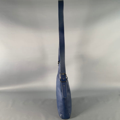 COACH Vintage Blue Contrast Stitch Leather Crossbody Handbag